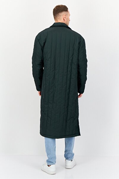 Bando Men Quilted Trench Coat Jacket, Dark Green