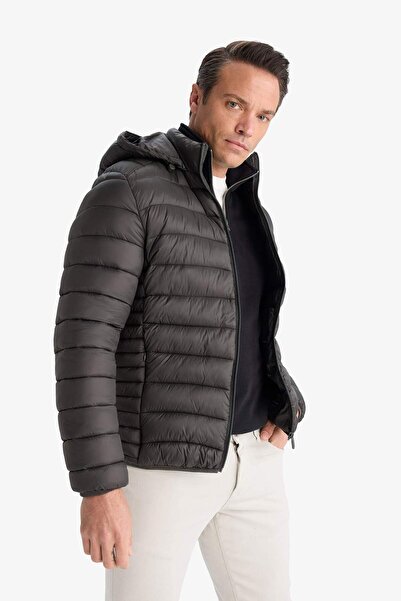 DeFacto Su İtici Hafif Şişme Mont Slim Fit Dar Kesim Kapüşonlu Fermuarlı Cepli Mevsimlik N4661AZ24AU