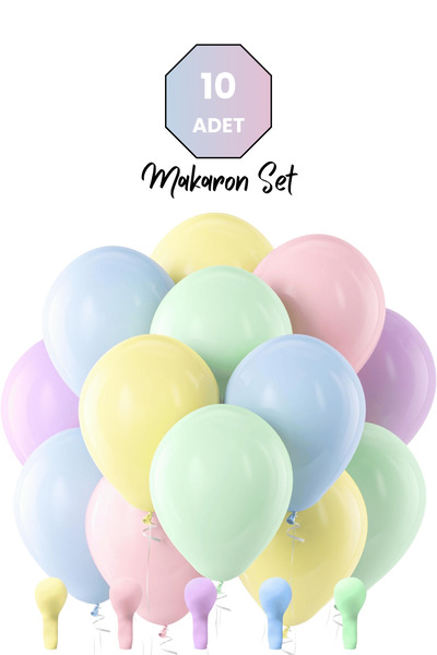 Bunloon Makaron Balon Seti 10 Adet – 11 İnç Karışık Renk Pastel Parti Balonları