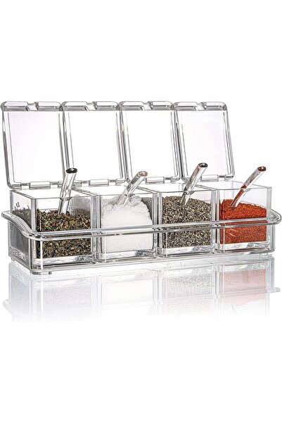 erorex برطمانات التوابل، رف توابل شفاف، أواني توابل، زجاجات توابل، حاوية تخزين مكونة من 4 قطع، برطمانات توابل