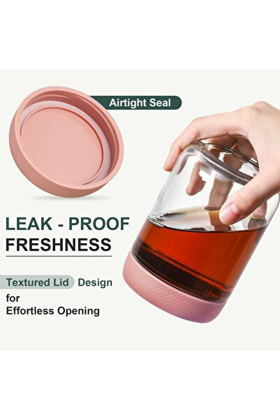 erorex 480Ml Glass Jars Airtight Lids, 3 Pack 16Oz Wide Mouth Mason Jars Overnight Oats, Salad, Snacks,