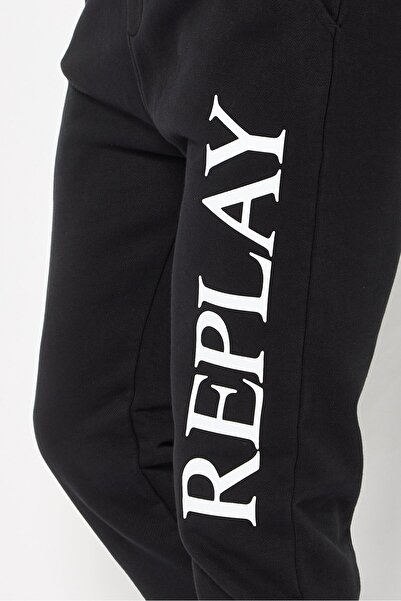 Replay Men Regular Fit Brand Logo Sweatpants, Black