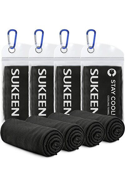 erorex 4 Pack 40"x12" Cooling Towel Microfiber Sports Towel Black