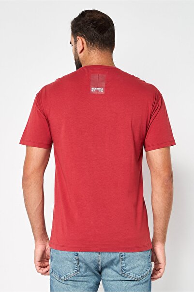 Replay Men Round Neck Short Sleeves Graphic Print T-Shirts, Red