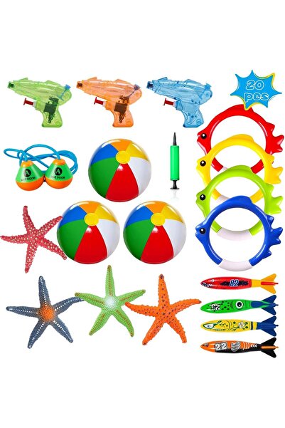 erorex 20Pcs Diving Pool Toys Kids Summer Water Pool Games Swimming Toys Storage Bag Boys Girls Toddlers