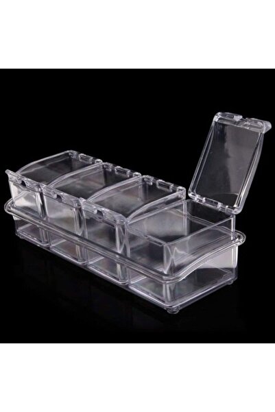 erorex Seasoning Acrylic Box Pepper Salt Spice Rack | Plastic 4 Pc Masala Box Spoons Kitchen See Through