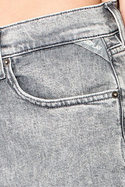 Replay Women Flared Fit Solid Non Stretchable Jeans, Wash Grey