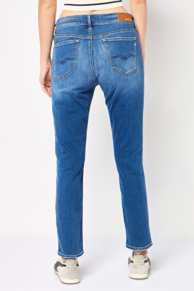 Replay Women Skinny Fit Washed Stretchable High Waist Denim Jeans, Blue