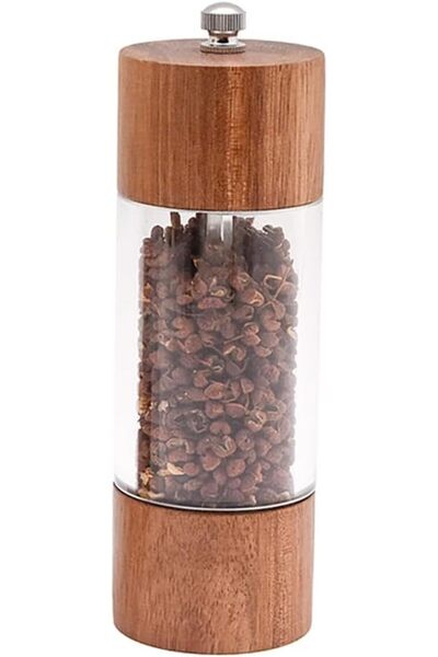 erorex Acacia Wood Pepper Storage Jar Brown And Clear Sp10714A