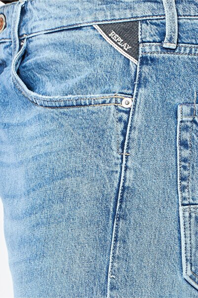 Replay Men Regular Fit Washed Stretchable Denim Jeans, Blue