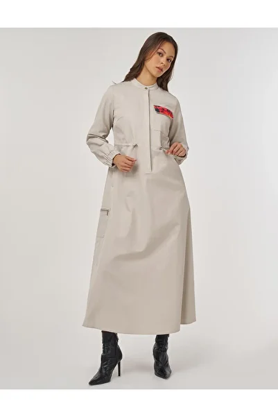 KYR Waist Gathered Cotton Dress Stone