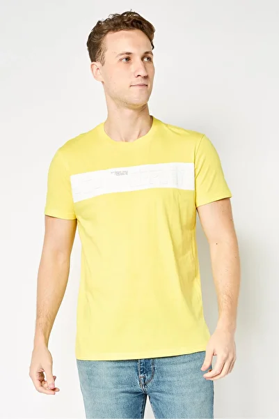 Replay Men Crew Neck Short Sleeves Brand Logo T-Shirt, Yellow