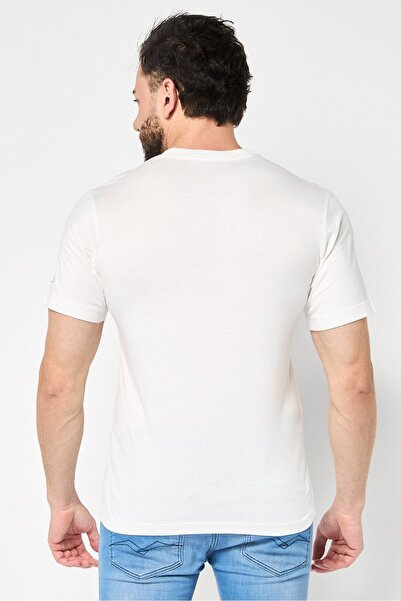 Replay Men Crew Neck Short Sleeves Graphic Print T-Shirt, Off White