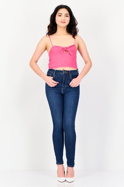 Don't Call Me Jennyfer Women Square Neck Sleeveless Solid Crop Top, Pink