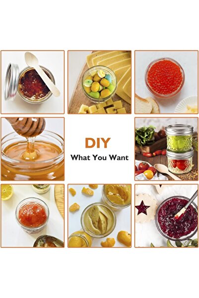 erorex Mini Canning Jars 100Ml Lids, Small Glass Jars Ideal Food Storage, Jam, Spice,Candle,Honey,Wedding