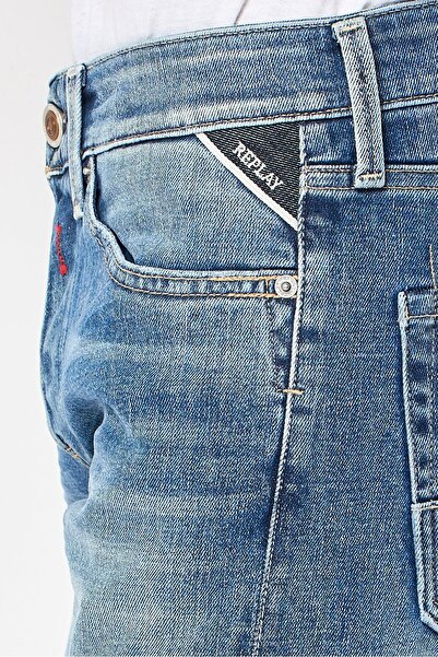 Replay Men Regular Fit Washed Stretchable Jeans, Blue