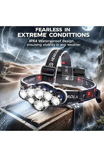 erorex Rechargeable Headlamp 8 LED 18000 High Lumen Bright Headlamp Red Light IPX4 Waterproof USB