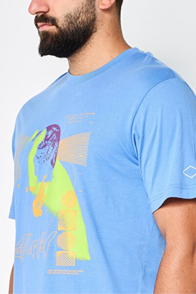 Replay Men Crew Neck Short Sleeves Graphic Print T-Shirt, Sky Blue