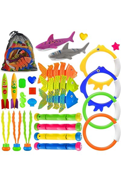 erorex 26 Pcs Diving Pool Toys Kids Ages 4 8 Summer Beach Toys Set Dive Throw Toy Pool Beach Bathroom Party