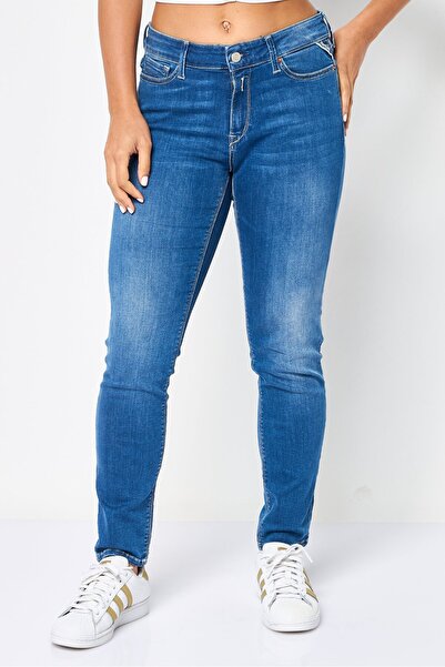 Replay Women Skinny Fit Washed Stretchable Jeans, Blue