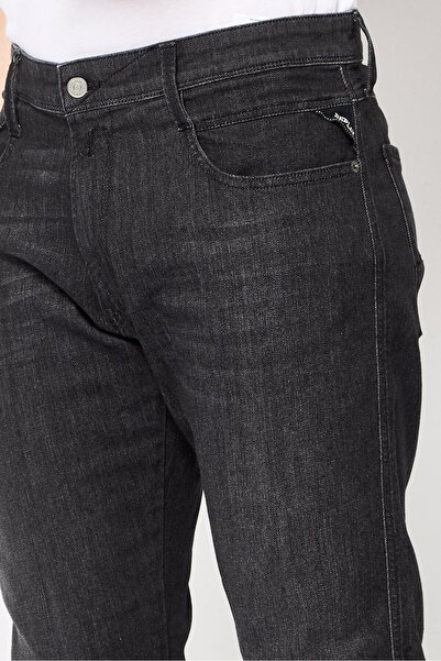Replay Men Slim Fit Washed Stretchable Denim Jeans, Black