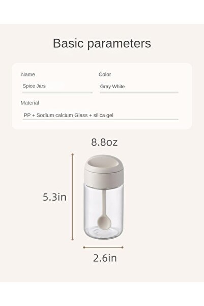 erorex Sugar Salt Container Set, Spice Jars Lid Spoon, 8.8 Oz Salt Sugar Glass Condiment Pots Transparent