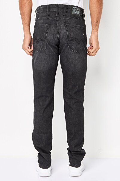 Replay Men Slim Fit Washed Stretchable Jeans, Black