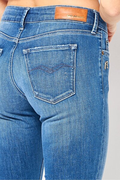 Replay Women Skinny Fit Washed Stretchable Denim Jeans, Blue