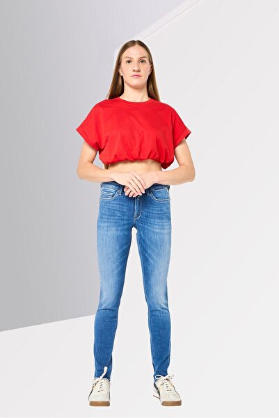 Replay Women Skinny Fit Washed Stretchable Denim Jeans, Blue