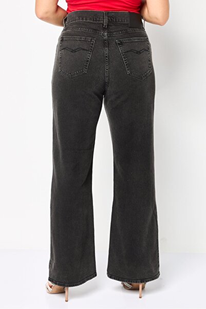 Replay Women Flared Fit Washed Stretchable Denim, Dark Grey