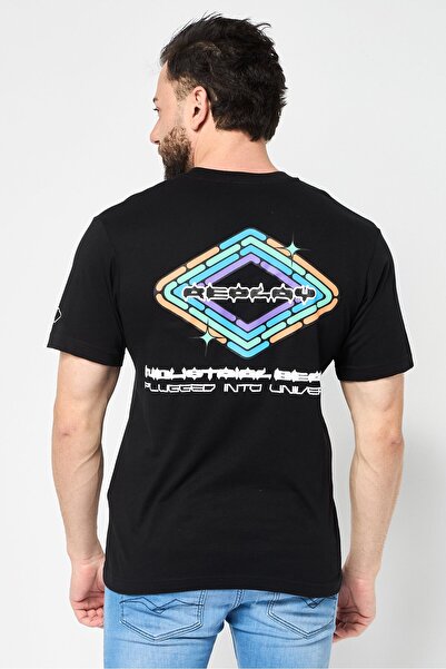 Replay Men Crew Neck Short Sleeve Graphic Print T-Shirt, Black