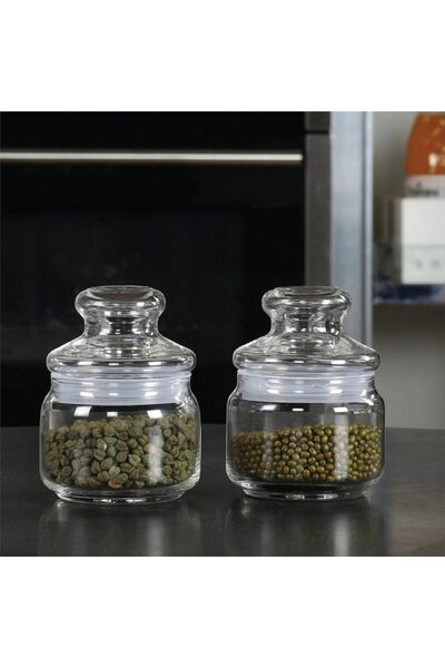 erorex Pop Jar Glass Lid Set, 2 Pieces, Clear, 325 Ml, B0251102