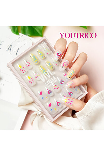 Youtrico 24 قطعة من أظافر الضغط على شكل فراشة ثلاثية الأبعاد، أحجار الراين، ح...