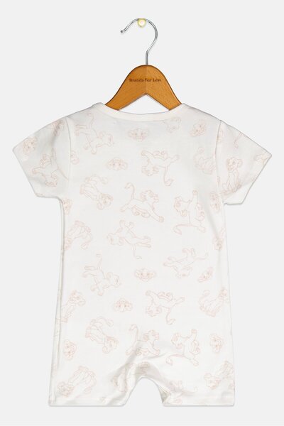 Disney Toddlers Boy Graphic Print Short Sleeve Rompers, White