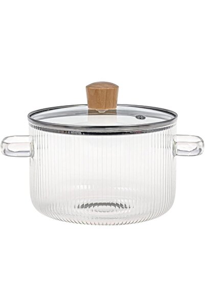 erorex Glass Cooking Pot Lid, 1.6L Heat Resistant Borosilicate Glass Ribbed Pot Handles, Clear Glass