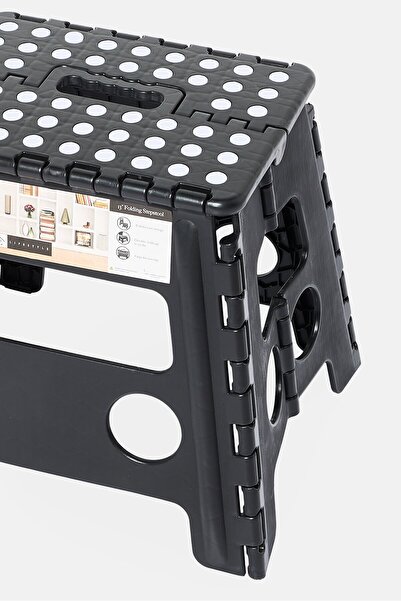 Lifestyle Plastic 13 Inch Folding Step Stool With Handle, Black