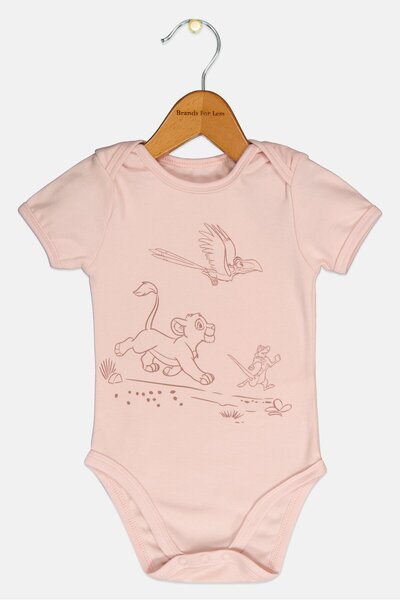 Disney Toddlers Girl Short Sleeve Graphic Print Bodysuits, Pink