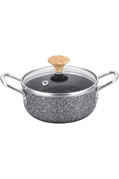 erorex Natural Force Non Stick Marble Coating Cooking Pot With Glass Lid Grey 11.5Cm Mspn 14