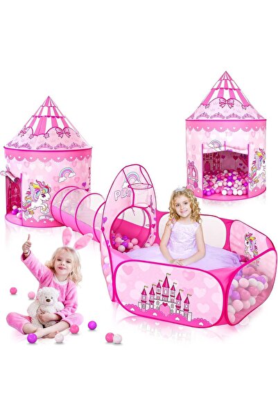 erorex 3Pc Princess Tent Girls Kids Play Tent Boys Ball Pit Crawl Tunnel Princess Tents Toddlers Boys