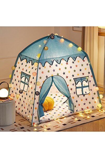 erorex Kids Play Tent String Light Flag Easy Assemble Stable Large Space Kids Fairy Playhouse Princess