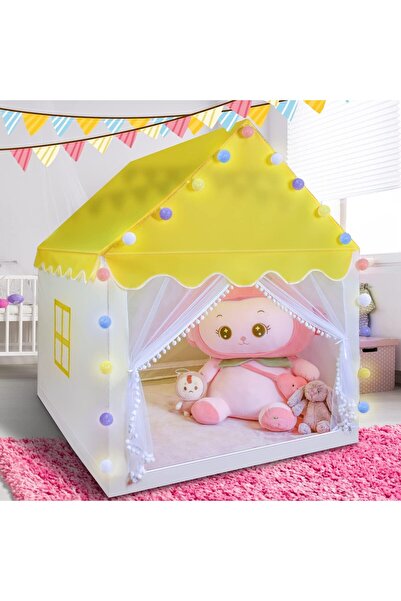 erorex Kids Playhouse Tent Boys Girls Castle Play Tent Large Space Playhouse Led Lights Cotton Ball Lights