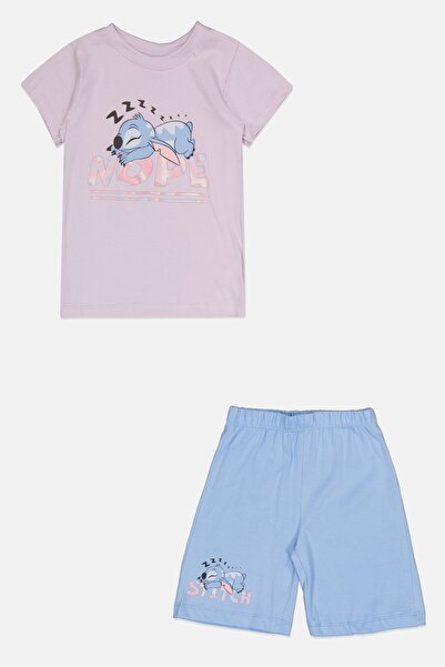 Disney طقم تي شيرت وشورت بأكمام قصيرة للبنات، قطعتين، متعدد الألوان