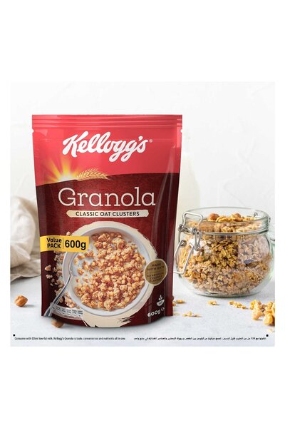 Kellogg's Granola Classic Oat Clusters 600 gCrunchy Baked Whole Grain Cereal for Healthy Breakfast