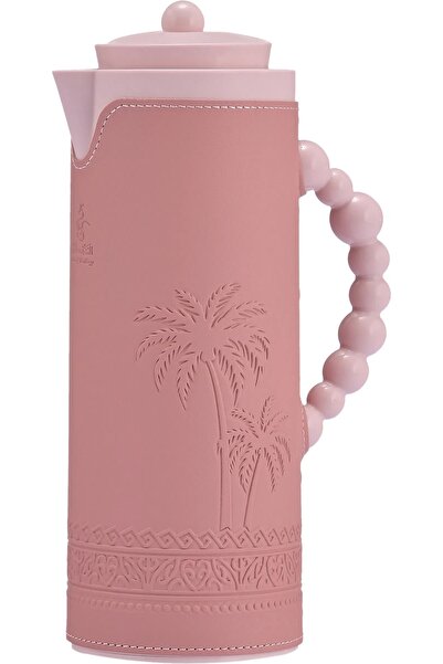 rexa ترمس رويال 7T، سعة 1 لتر، مغطى بالجلد، منقوش عليه شجرة نخيل، مع غطاء داخلي زجاجي