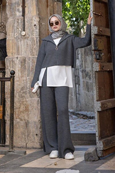 Şulemoda Giyim مجموعة أورا المكونة من 3 قطع باللون الرمادي