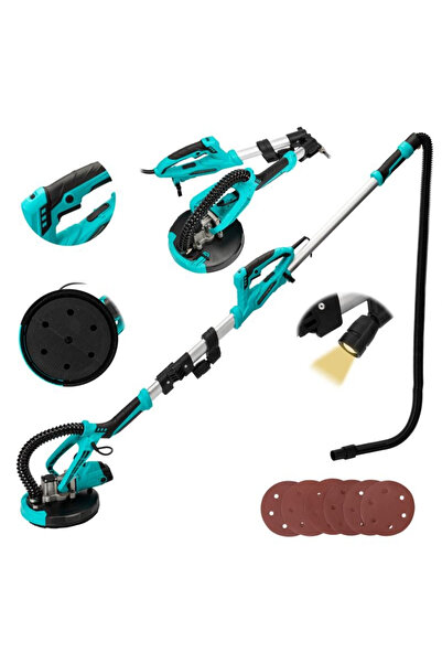 DETOOLZ Șlefuitor extensibil de perete cu aspirație, Ø215, 750 W