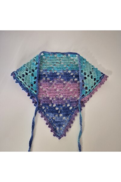 ATÖLYE MİLLA Ebruli kare desenli Örgü Bandana