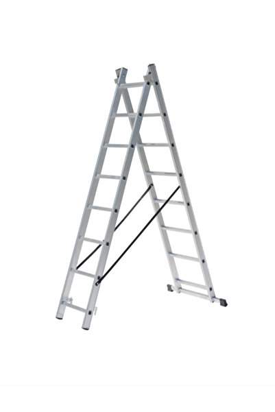 STRATEGIC Scara aluminiu 2 tronsoane 2×8 trepte, lungimea maxima 3.5m, fabric...