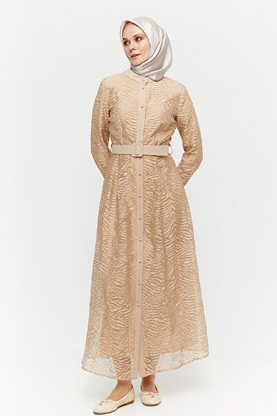 Setrms Zebra Desenli Kemerli Elbise