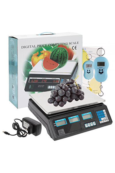 Wertcraft Cantar electronic comercial 40 kg, afisaj LCD, afisaj dublu + Cantar electronic 50 kg de mana